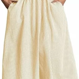 Milumia Women's Striped Strapless Maxi Dress – Summer Casual Tube Top Long Dress with Pocket