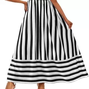PRETTYGARDEN Women's Summer Maxi Dress 2026 – Spaghetti Strap Boho Floral Striped Wedding Guest Beach Dress