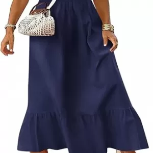 PRETTYGARDEN Women's Casual Maxi Dress – Cap Sleeve V-Neck Smocked Sundress with Pockets
