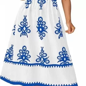 PRETTYGARDEN Floral Spaghetti Strap Maxi Dress – Smocked A-Line Boho Beach Vacation Sundress