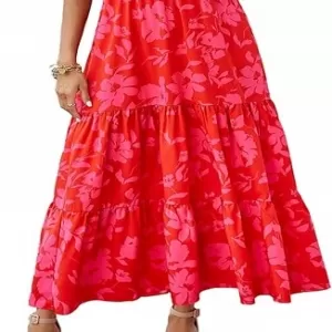 PRETTYGARDEN One Shoulder Maxi Dress – Floral Ruffle Boho Beach Vacation Wedding Guest Dress