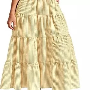PRETTYGARDEN Women's Striped Maxi Dress – Square Neck Sleeveless Boho Flowy Sundress for Beach Vacation