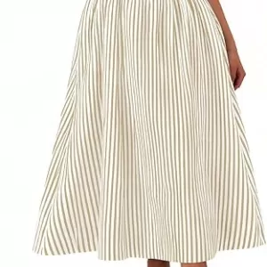 PRETTYGARDEN Women's Striped Maxi Dress 2026 – Square Neck Smocked A-Line Beach Vacation Party Dress