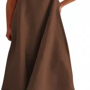 Shy Velvet Women's 2026 Summer Linen Maxi Dress – Contrast Spaghetti Strap Backless Casual Beach Dress