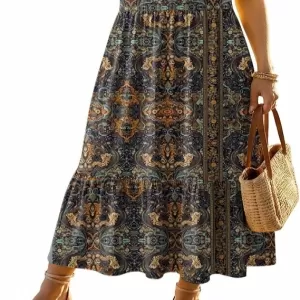 Zeagoo Women's Casual Midi Dress 2026 – Ruffle Short Sleeve Tiered A-Line Boho Sundress