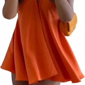 SOLY HUX Halter Neck Mini Dress – Tie Backless Swing Flowy Beach Dress for Summer Vacation