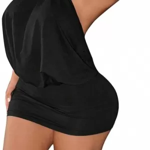 SOLY HUX Halter Mini Dress – Y2K Backless Bodycon Club Night Cocktail Dress