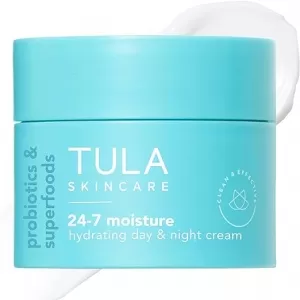 TULA 24-7 Hydrating Day & Night Cream – Prebiotic Extracts, Watermelon & Apple, 15ml Travel Size
