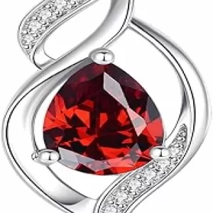 FANCIME Teardrop Birthstone Necklace – January Garnet, S925 Sterling Silver, Infinity Love Pendant Gift