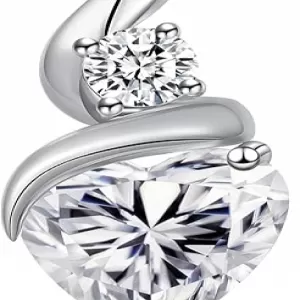 Moissanite Heart Necklace – 925 Sterling Silver, 2 Carat, Birthstone Options, Anniversary/Birthday Gift for Her