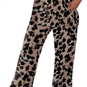 Ekouaer Sleeveless Lounge Set: V Neck Tank Top and Pants, Leopard Print