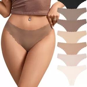SHARICCA Seamless Thongs: Ribbed No Show Underwear, 7 Pack