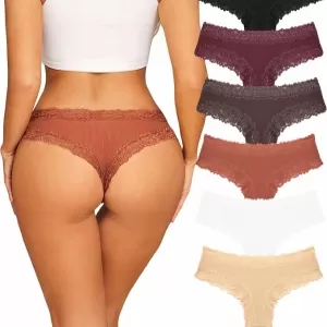 Sth Big Lace Brazilian Panties: Cotton Underwear, 6 Pack