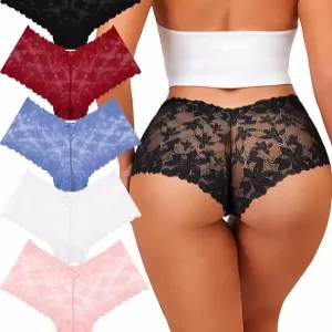 Take Talk Sexy Lace Cheeky Panties: V-Waist Boyshorts, 5 Pack