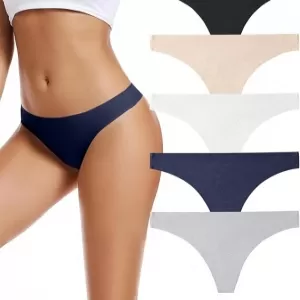 voenxe Seamless Thongs: Women No Show Microfiber Underwear, 5-Pack