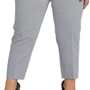 Kubsid Women's High Waisted Straight Leg Pants – Stretchy Business Casual Work Trousers with Pockets (Light Grey)