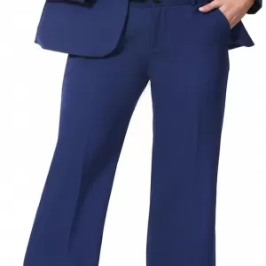Lamgool Women's 2 Piece Pantsuit – Business Blazer Set with Peak Lapel One Button for Professional Work Office