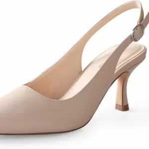 Ankis Women's Slingback Kitten Heels – Closed Pointed Toe Low Heel Pumps 2.5