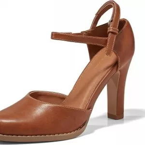 Coutgo Women's Chunky High Heels – Closed Pointed Toe Ankle Strap Pumps Vintage D'Orsay Dress Party Shoes