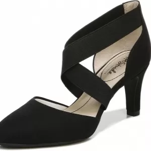 LifeStride Women's Gallery Pump – Pointed Toe Stiletto Heel with Crisscross Stretch Gore Straps