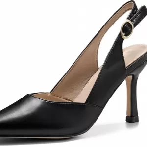 Rilista Women's Slingback Kitten Heels – Closed Pointed Toe Backless Wedding Party Dress Pumps Shoes