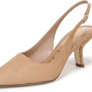 Sam Edelman Women's Bianka Slingback Pumps – Kitten Heel Pointed Toe Dress Shoes with Buckle Closure