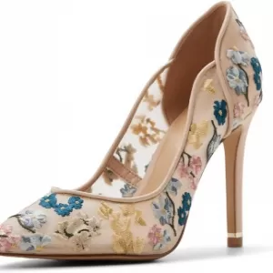 Ted Baker Women's Camille – Floral Embroidered Pointed Toe Stiletto Heel Pump with Scalloped Back