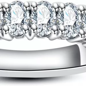 Moissanite Eternity Wedding Band – 0.6CTTW, S925 Sterling Silver, Round Brilliant, D Color VVS1