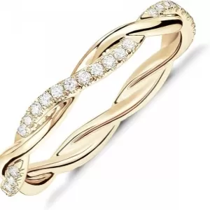 PAVOI Twisted Rope Eternity Band – 14K Gold Plated, AAAAA CZ, Stackable Promise Ring