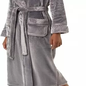 Turquaz Oversize Plush Fleece Bathrobe: Hooded, Gray