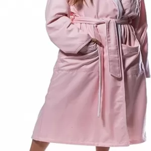 Turquaz Plush Lined Bathrobe: Microterry Microfiber Cozy Robe, Pink