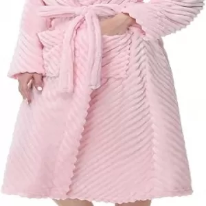 Yurhap Premium Plush Robe: Super Soft Fleece Bathrobe, Light Pink