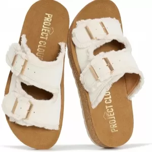Project Cloud Light Platform Slides for Women – Breathable Sandals with Plush Soft Insole (Cream)