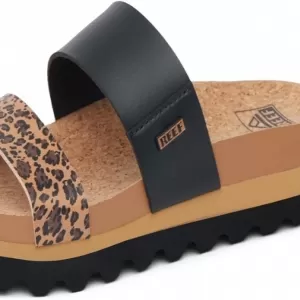 Reef Women's Cushion Vista Hi Platform Sandal – Chunky Lug Sole Slide with Arch Support (Leopard Duo)