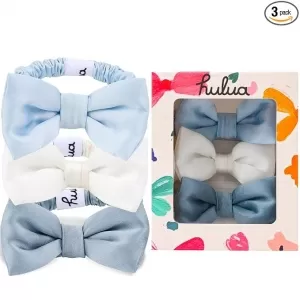 hulua 100% Mulberry Silk Scrunchies – 3 Pack with Bow, No Crease, Gentle on Hair