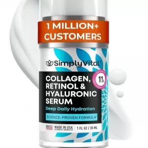 SimplyVital Collagen + Retinol + Hyaluronic Acid Serum – Anti-Aging, Made in USA, 1 Oz