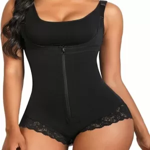 SHAPERX Fajas Colombianas: Postpartum Tummy Control Bodysuit, Black