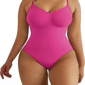 SHAPERX Seamless Bodysuit: Tummy Control Shapewear, Rose Red