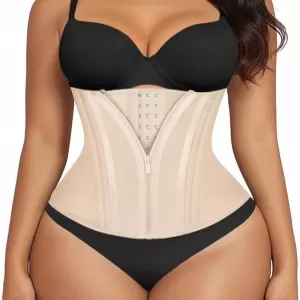 SHAPERX Waist Trainer: Corset Shapewear, Tummy Control, Beige