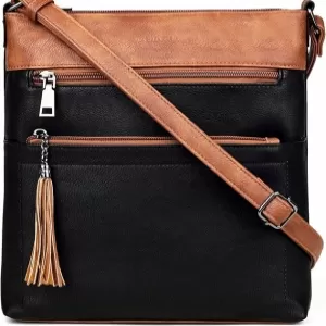 MASINTOR Crossbody Purse – Multi-Pocket Faux Leather, Tassel, Adjustable Strap, for Travel