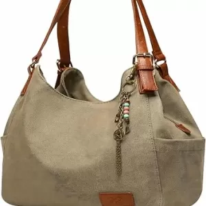 Worldlyda Canvas Hobo Tote – Patent Design, Multi-Pocket, Embroidery, Machine Washable
