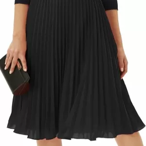 GRACE KARIN Women’s Pleated Midi Skirt – Summer Chiffon Elastic High Waist Knee-Length Swing A-Line Skirt