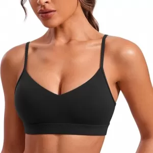 CRZ YOGA Butterluxe Sports Bra: V-Neck, Adjustable Thin Straps, Light Support