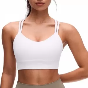 CRZ YOGA Butterluxe Strappy Sports Bra: Molded Cups, Longline, Criss Cross