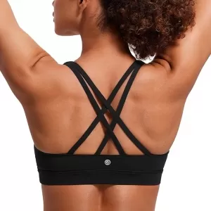 CRZ YOGA Strappy Padded Sports Bra: Criss Cross Back, Medium Support