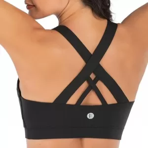 RUNNING GIRL Strappy Sports Bra: Criss-Cross Back, Medium Support