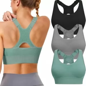 Tmeefee 3 Pack High Support Sports Bra: Adjustable Straps, Racerback, Padded