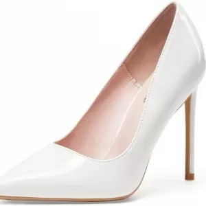 Women High Heels – 4 Inch Stiletto Pumps Sexy Pointed Toe Patent Leather Slip On Evening Party Pump Shoes