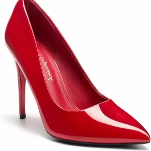 Women's High Heels – 4 Inch Closed Pointed Toe Pumps Stiletto Heels Dressy Sexy Wedding Pumps (Shiny Red)
