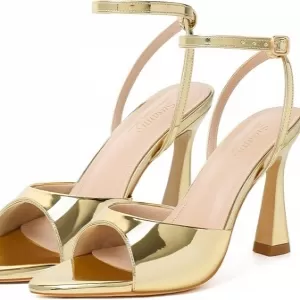 Susanny High Heels for Women – Pointed Open Toe Strappy Chunky Block Heels Ankle Strap Wedding Sandals